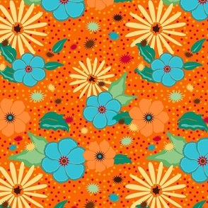 12" Retro Persimmon Dotted FLORAL