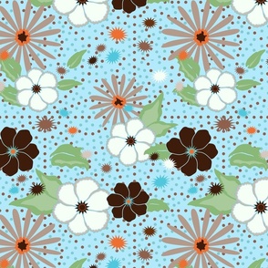 12" Retro Cool Mint Dotted Floral