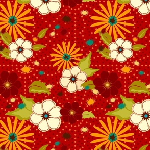12" Retro Paprika Dotted FLORAL