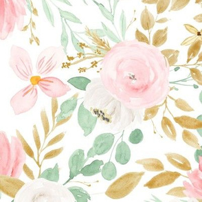 Prettily Made Pink & Gold Watercolor Florals
