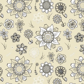 Light yellow - Scattered flowers