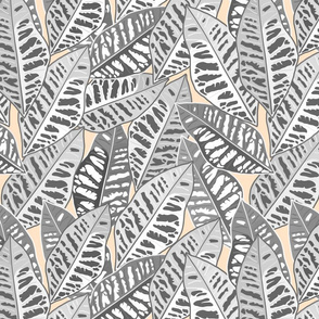 Crotons Are Cool! - greyscale on blush cream, medium/large 