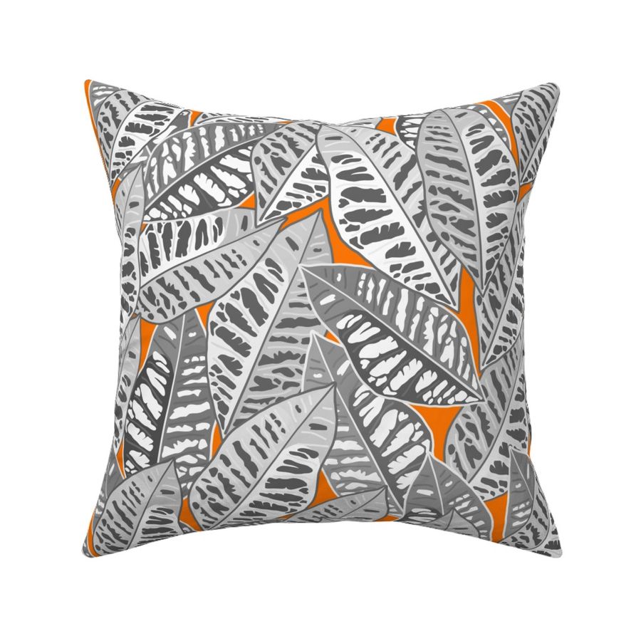 Crotons Are Cool! - greyscale on tangerine orange, medium/large 