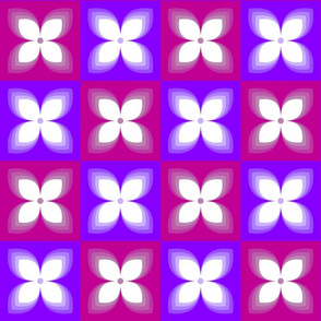 Geometric four petal purplish flowers