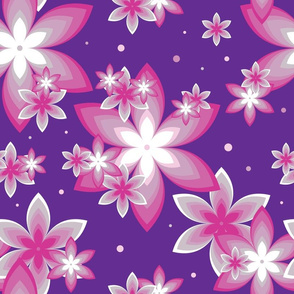 Vibrant pinks Geometric abstract retro flowers