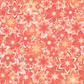 Geometric warm vibrant color flowers