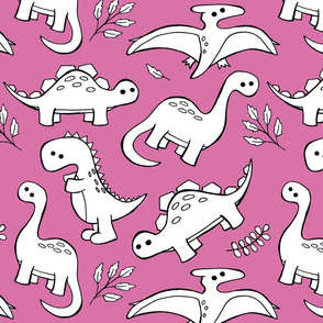 Sketchy Dinosaurs - Pink