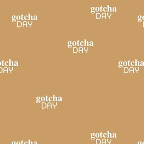 Happy gotcha day sweet boho minimal style pet adoption text design typography adopt don't stop print cinnamon ochre white