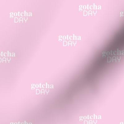 Happy gotcha day sweet boho minimal style pet adoption text design typography adopt don't stop print pink white