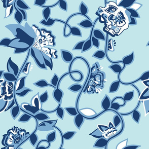 Chinoiserie style pattern with flowers and vines