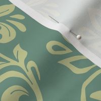 bunny wonderland damask on grayish green