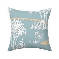 Duke Gardens Stroll | Small | Pale Blue Gray Green #8db4bf +  Cream #E9E090