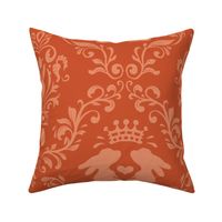 modern bunny damask burnt orange and red | large jumbo scale