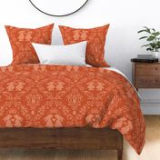 modern bunny damask burnt orange and red | large jumbo scale