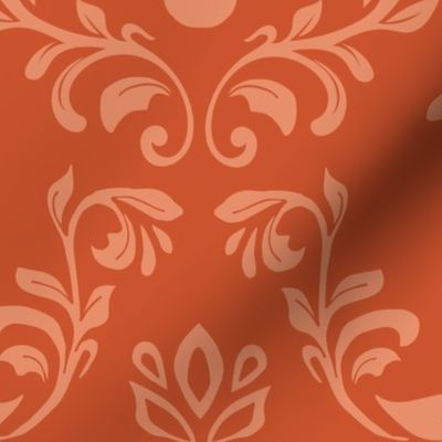 modern bunny damask burnt orange and red | large jumbo scale