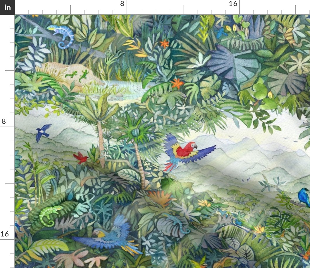 Rainforest Watercolor - Jungle flora and fauna from around the globe.