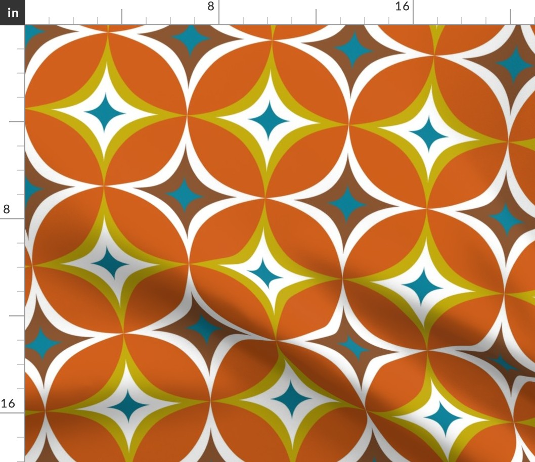 Astral - Mid Century Modern Geometric - Burnt Orange Citron Teal Brown - Medium Scale