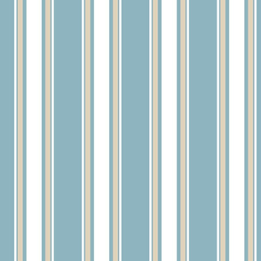 Stripes | Med Blue Gray Green+White+Cream