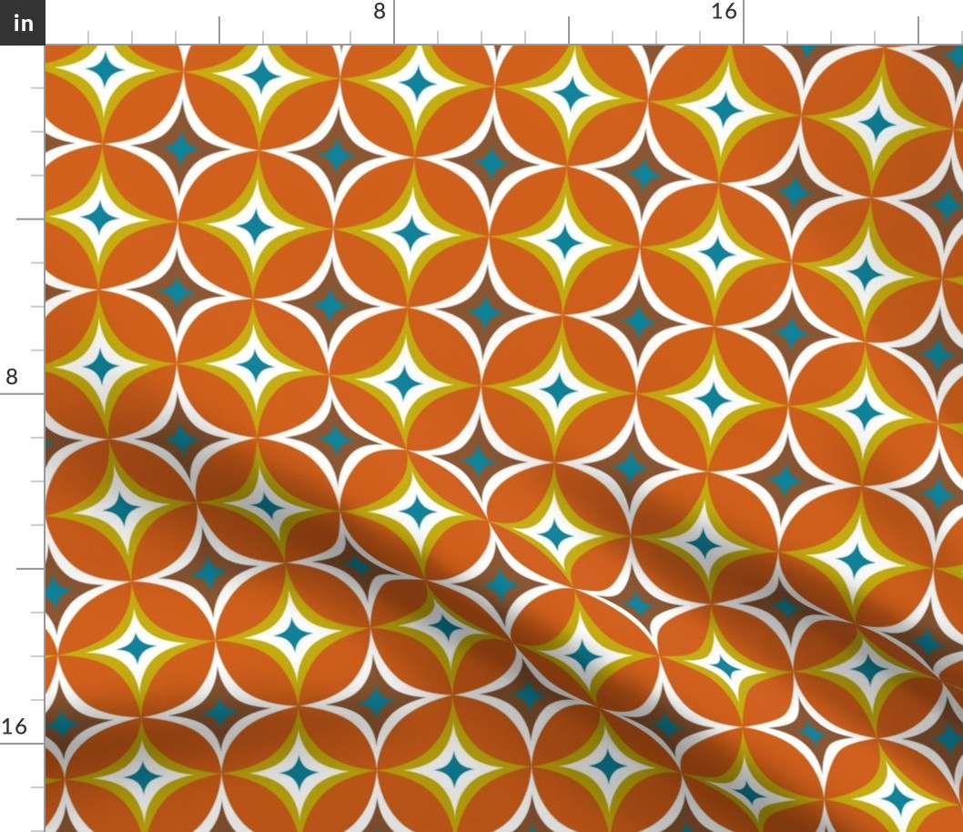 Astral - Mid Century Modern Geometric - Burnt Orange Citron Teal Brown - Regular Scale