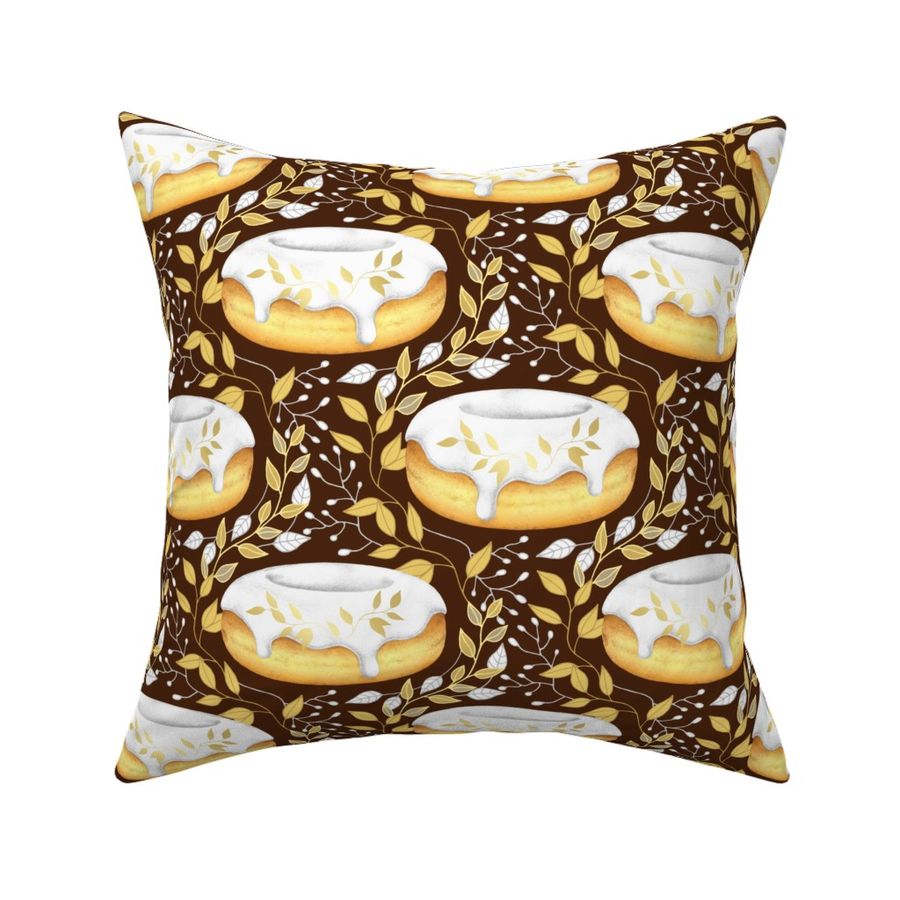 Doughnut Damask - on dark chocolate brown