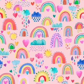 Lovely rainbows Pink Multicolor Medium Pink