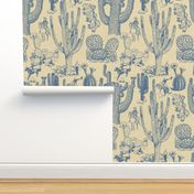 Western Cactoile in Cream + Dusty Blue