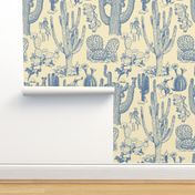 Western Cactoile in Cream + Dusty Blue