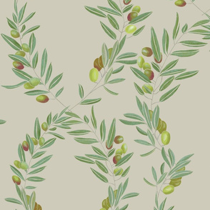 Olive Wreath Warm Cream - No Texture