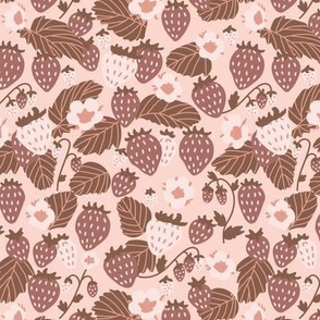 Small Strawberry Field in Blush Pink Off white mauve and brown