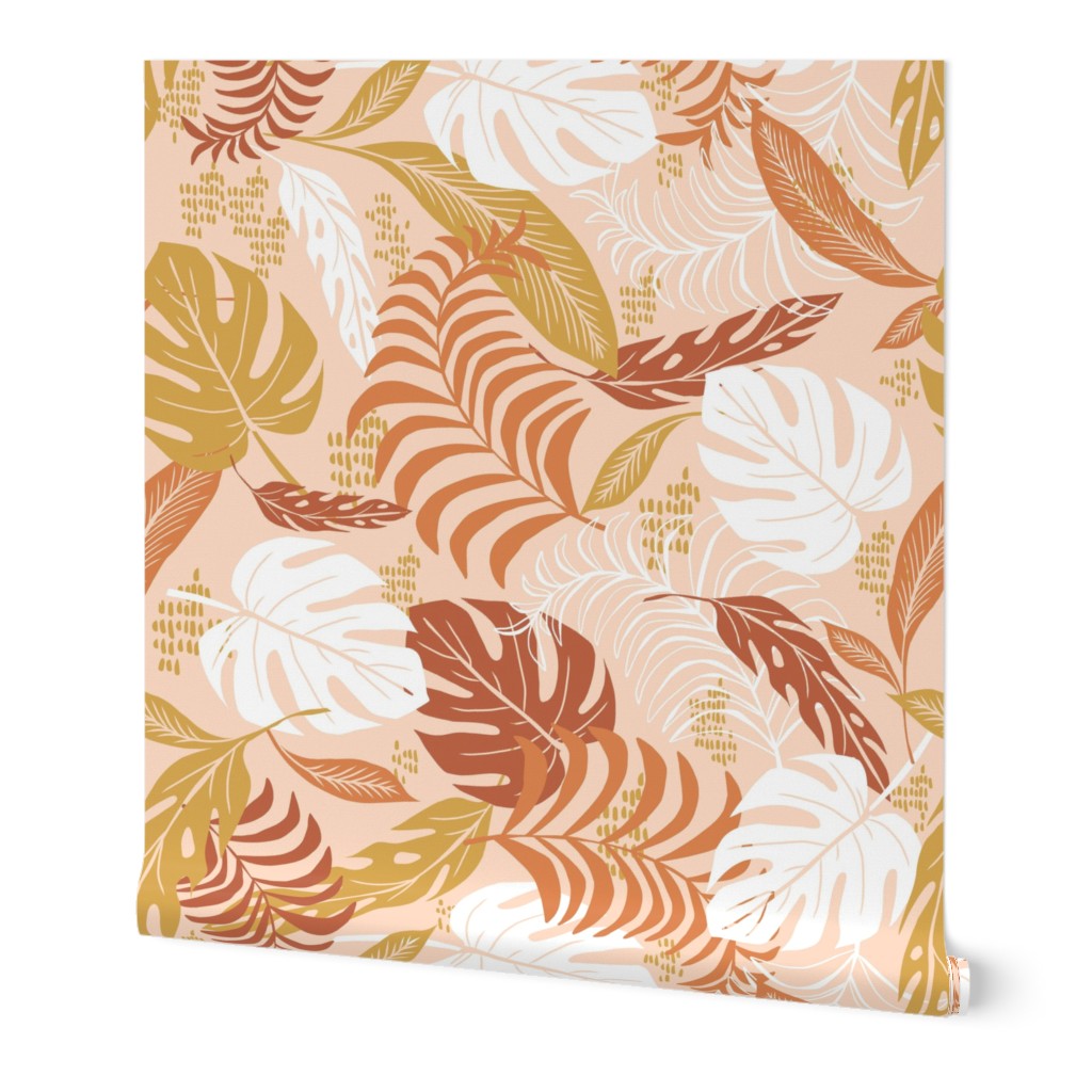 Paradiso - Tropical Palm Fronds - Boho Golden Blush Jumbo Scale