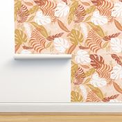 Paradiso - Tropical Palm Fronds - Boho Golden Blush Jumbo Scale