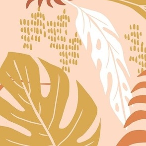 Paradiso - Tropical Palm Fronds - Boho Golden Blush Jumbo Scale