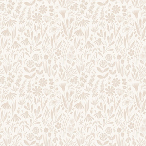 Wildflowers - tan and cream - small scale