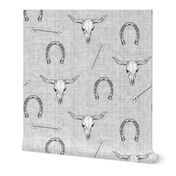 Tiny Longhorns, horseshoes, arrows - grey