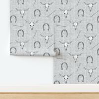 Tiny Longhorns, horseshoes, arrows - grey