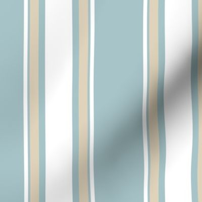 Stripes | Pale Blue Grey Green + White + Cream