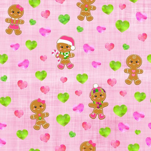 gingerbread heart pink linen