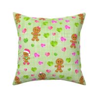 gingerbread heart green linen