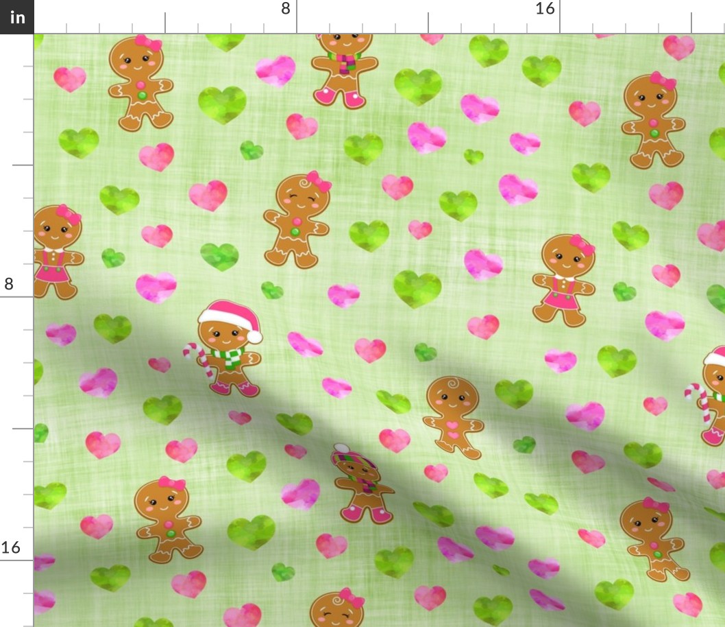 gingerbread heart green linen