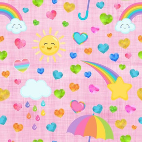 rainbow pink linen