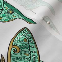 Luna Moth Butterfly Mint and Gold Pattern