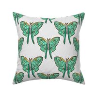 Luna Moth Butterfly Mint and Gold Pattern