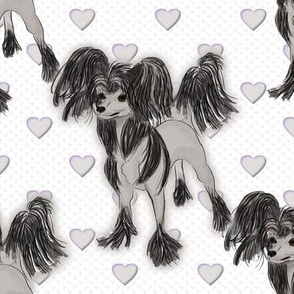 Chinese Crested with Heart - abt 5" tall