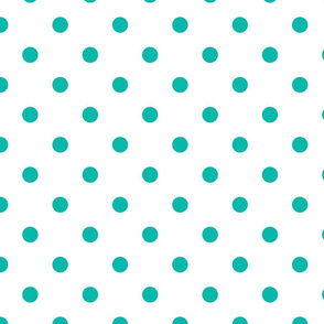 White With Teal Polka Dots - Large (Summer Collection)