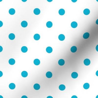 White With Bright Blue Polka Dots - Medium (Summer Collection)