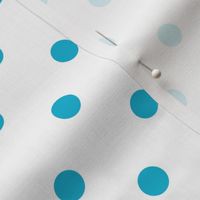 White With Bright Blue Polka Dots - Medium (Summer Collection)