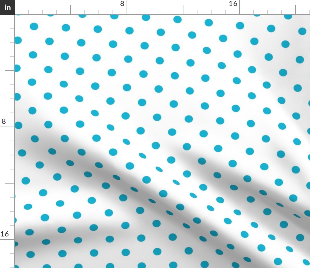 White With Bright Blue Polka Dots - Medium (Summer Collection)
