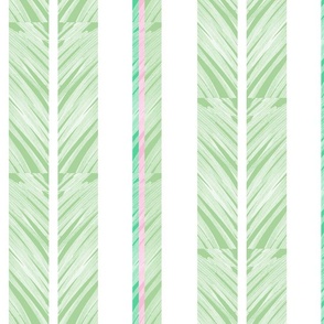 Sago Palm Chevron Stripe Spring Greens and Peony