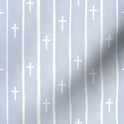 Crosses on blue Watercolor stripes