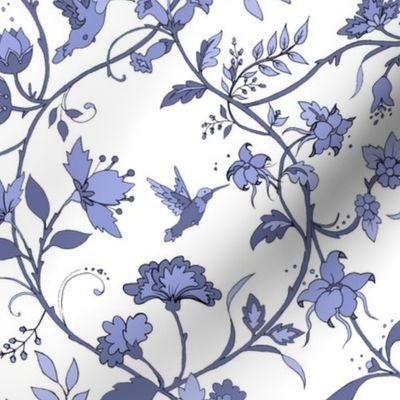 Hummingbird Chintz // purple-blue